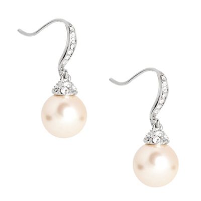 Crystal stick and cap pearl drop earring